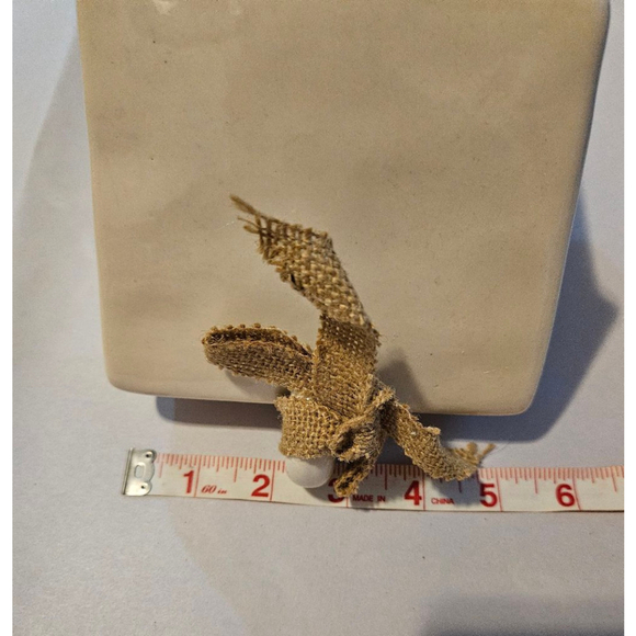 Rae Dunn Perch Ceramic LL Decorative Slant Roof Birdhouse with Burlap - Picture 9 of 10